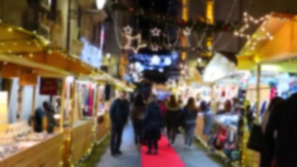 Mercado Navidad Año Nuevo Las Calles Ciudad Vista Desenfocada Los — Vídeo de stock