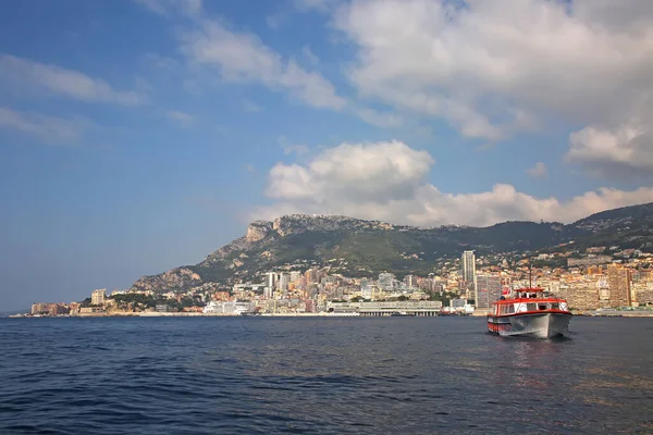 Vista Dal Mar Mediterraneo Del Principato Monaco Monte Carlo Con — Foto Stock