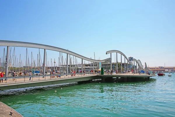 Vista Rambla Mar Puerto Deportivo Port Vell Que Puerto Costero — Foto de Stock