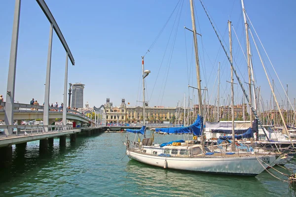 View Rambla Mar Marina Port Vell Which Waterfront Harbor Port — Stock Photo, Image