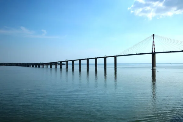 Utsikt Över Saint Nazaire Bron Som Kabelbro Som Sträcker Sig — Stockfoto