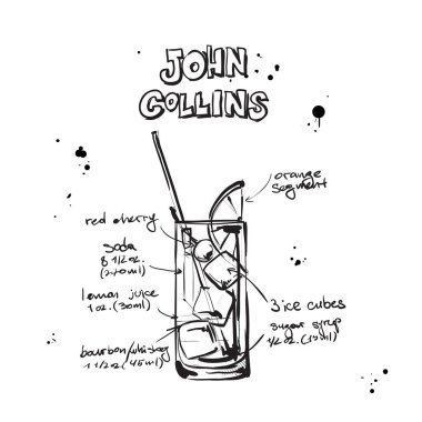 kokteyl el çekilmiş resmi. vektör toplama.