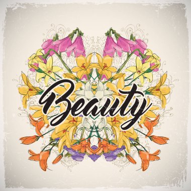 Froral kart. Çizim stili. Vektör çizimi.