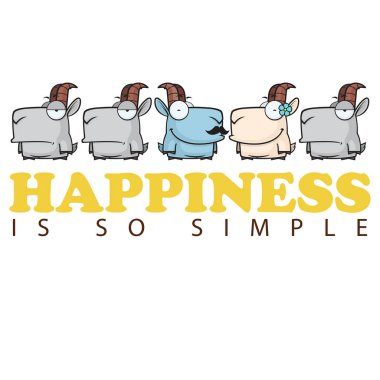 Keçi ile vektör romantik illüstrasyon.