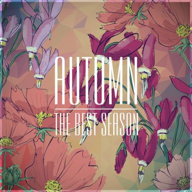 Çiçek sonbahar kartı. Vektör çizimi.