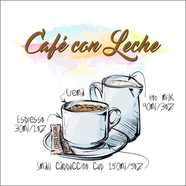 Metin ve kahve ile elle çizilmiş poster. Vektör çizimi.