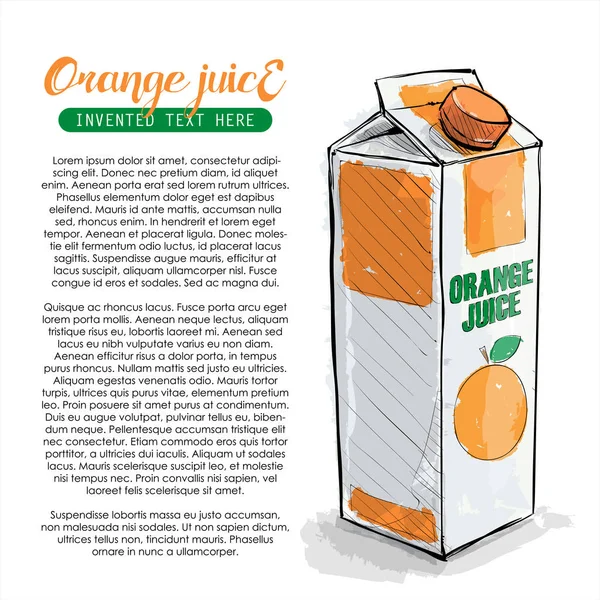 Ręczne rysowanie soku pomarańczowego. Ilustracja wektorowa. — Wektor stockowy