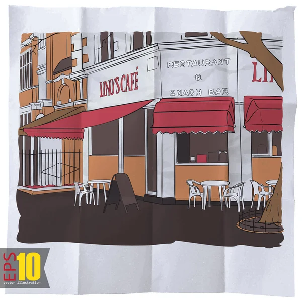 Eps10 Fundo Vintage Com Vista Para Café Rua — Vetor de Stock