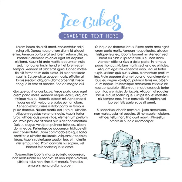 Ręcznie rysowane kostki lodu. Ilustracja wektorowa. — Wektor stockowy