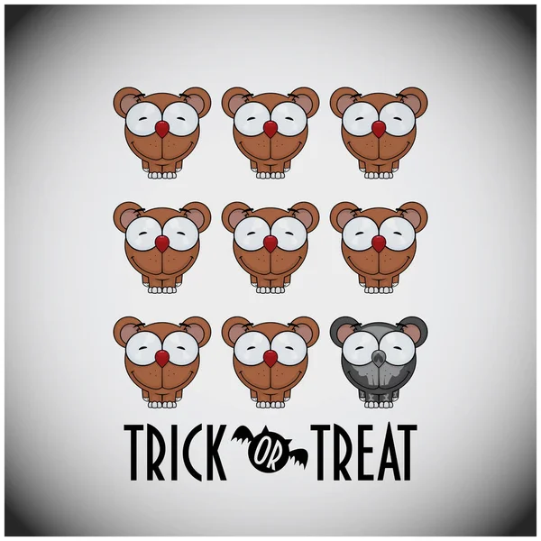Trick Treat Halloween Set Cute Bears — Stock Vector