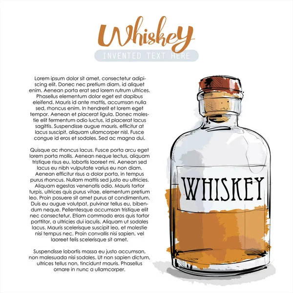 Rękę wyciągnąć z butelki whisky. Ilustracja wektorowa. — Wektor stockowy