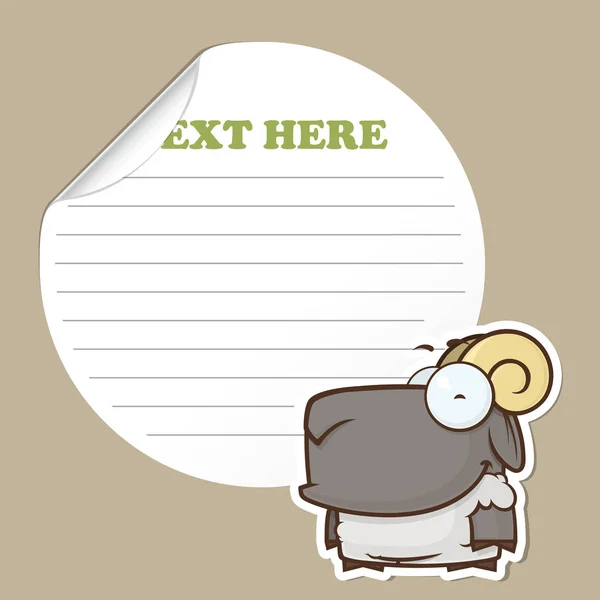 Sticker with funny cartoon sheep. Vector illustration. — Stock Vector