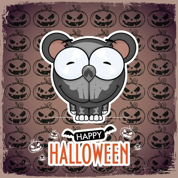 Halloween Greeting Card Cartoon Bear Vector Illustration — Stock Vector