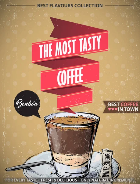 Retro Poster Mit Kaffee Vektorsammlung — Stockvektor