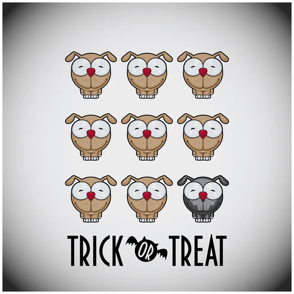 Trick Treat Halloween Set Cute Cartoon Dogs — Stock Vector