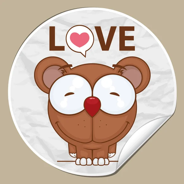 Sticker with funny cartoon bear. Vector illustration. — Stock Vector