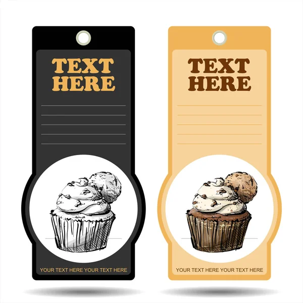 Tags avec délicieux cupcake. Illustration vectorielle . — Image vectorielle