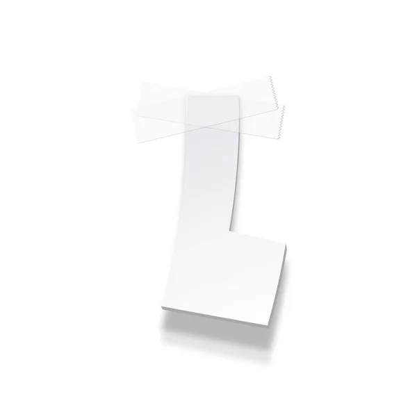 De papieren letter bevestigd door een plakband. Vector papier alphabe — Stockvector