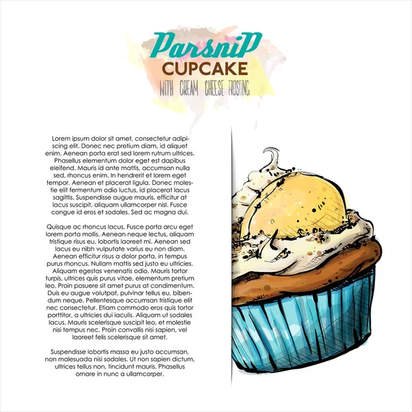 Handritad Illustration Cupcake Affisch Skiss Stil Vektor Illustration — Stock vektor