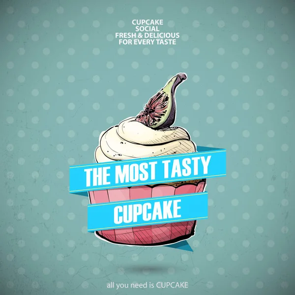 Ikona Smaczne Cupcake Fig Styl Szkicu Ilustracja Wektorowa — Wektor stockowy