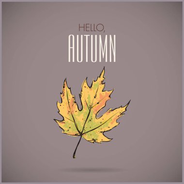 Parlak yaprak ile Merhaba sonbahar arka plan. Vektör çizimi 