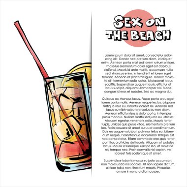 Kokteyl el çizilmiş illüstrasyon. Poster. Çizim stili. Vektör çizimi