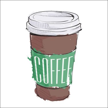 Suluboya kahve fincanı. Çizim stili. Vektör.