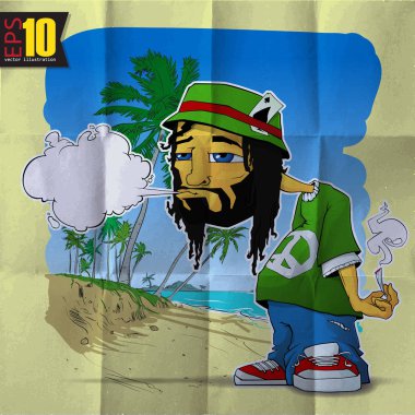 rasta karakteri ile eps10 antika arka plan 