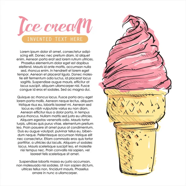 手绘冰淇淋的矢量插图 — 图库矢量图片