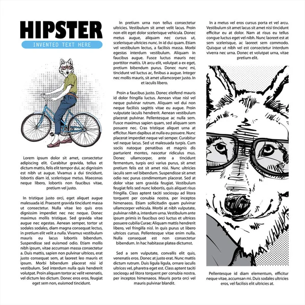 Strona czasopisma Hipster. Ręcznie rysowane ilustracji mody dziewczyna Wi — Wektor stockowy