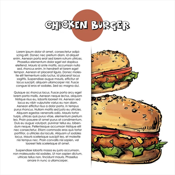 Affiche Hamburgers Savoureux Style Croquis Illustration Vectorielle — Image vectorielle