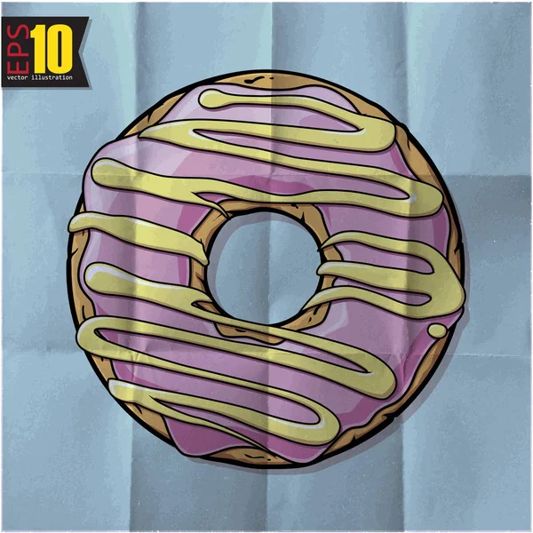 Eps10 Fundo Vintage Com Delicioso Donut — Vetor de Stock