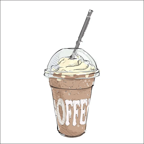 Watercolor Coffee Cup Sketch Style Vector — Stock Vector
