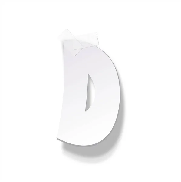 La lettre papier fixée par un ruban adhésif. alphabet papier vectoriel — Image vectorielle