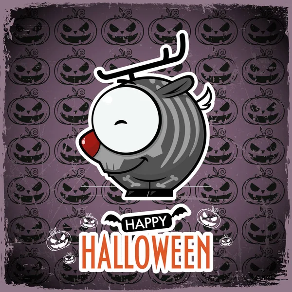 Tarjeta Felicitación Halloween Con Ciervos Dibujos Animados Ilustración Vectorial — Vector de stock