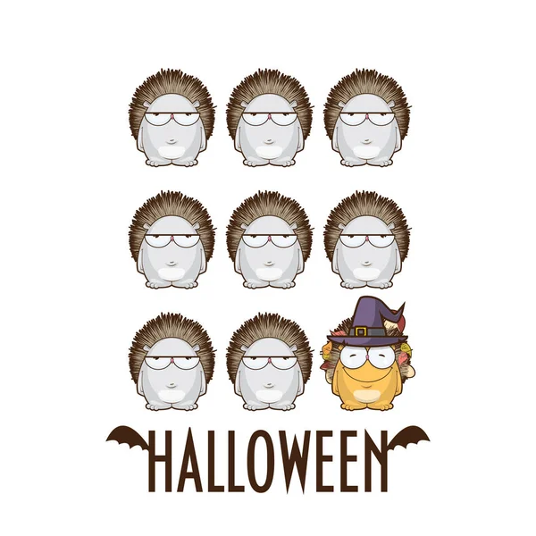 Halloween Greeting Card Cartoon Hedgehogs Vector Illustration — Stock Vector