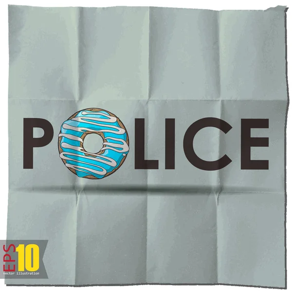 Eps10 复古背景与甜甜圈和文本警察 — 图库矢量图片
