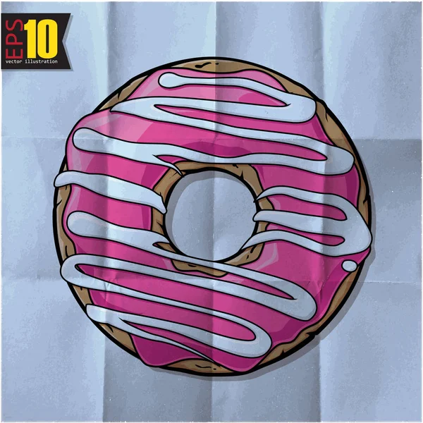 Eps10 Vintage Background Delicious Donut — Stock Vector