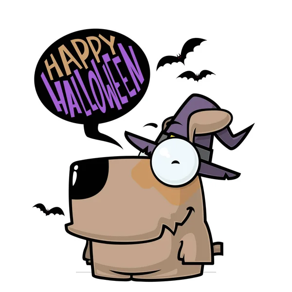 Tarjeta Felicitación Halloween Con Perro Dibujos Animados Ilustración Vectorial Ilustraciones de stock libres de derechos