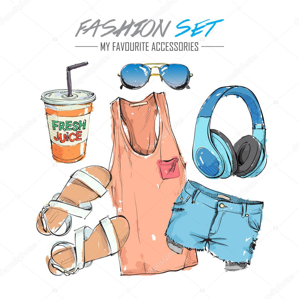 Fashion infographic with fashion accessories. Vector illustration