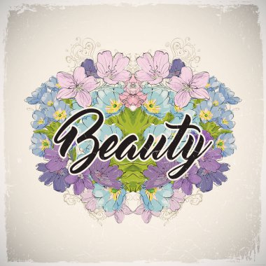 Froral kart. Çizim stili. Vektör çizimi.