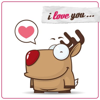 komik karikatür geyik ile hayvan tebrik kartı.