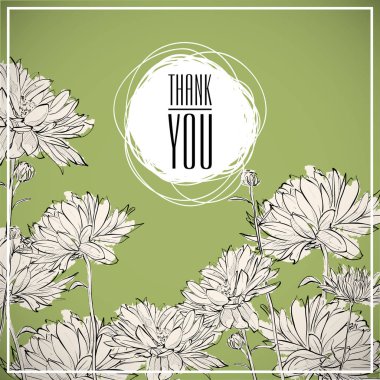 Çiçek kartı. Çizim stili. Vektör çizimi.