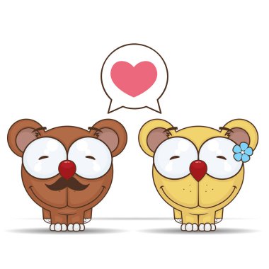 Ayı ile vektör romantik illüstrasyon.