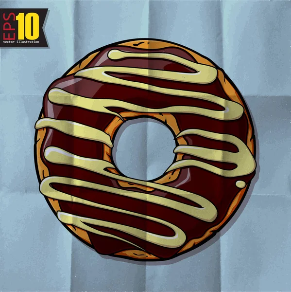 Eps10 Fundo Vintage Com Delicioso Donut —  Vetores de Stock