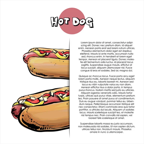 Affiche Hot Dogs Savoureux Style Croquis Illustration Vectorielle — Image vectorielle