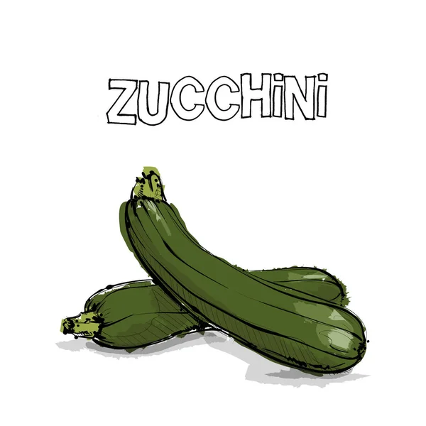 Handzeichnen Von Zucchini Vektorillustration — Stockvektor