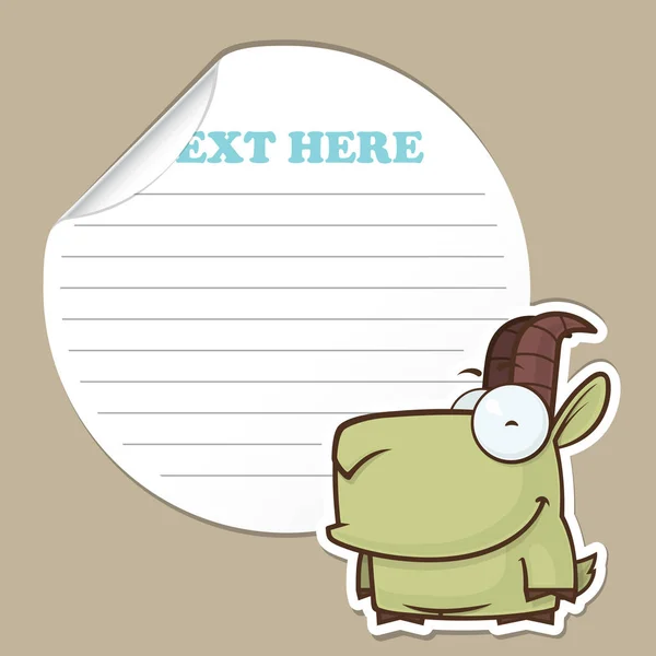 Sticker met grappige cartoon geit. Vector illustratie. — Stockvector