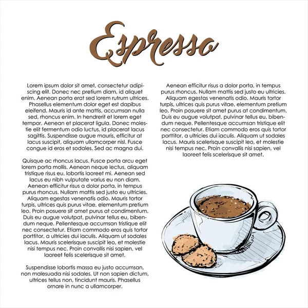 Affiche Dessinée Main Avec Texte Café Expresso Illustration Vectorielle — Image vectorielle