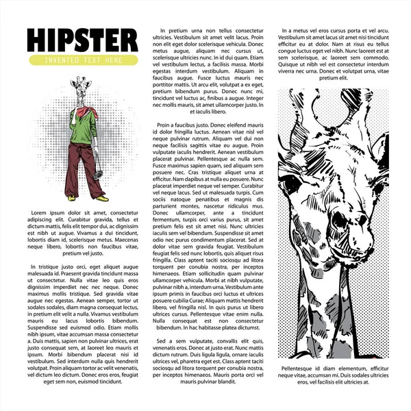 Página del diario Hipster. Ilustración dibujada a mano de chica de moda wi — Vector de stock
